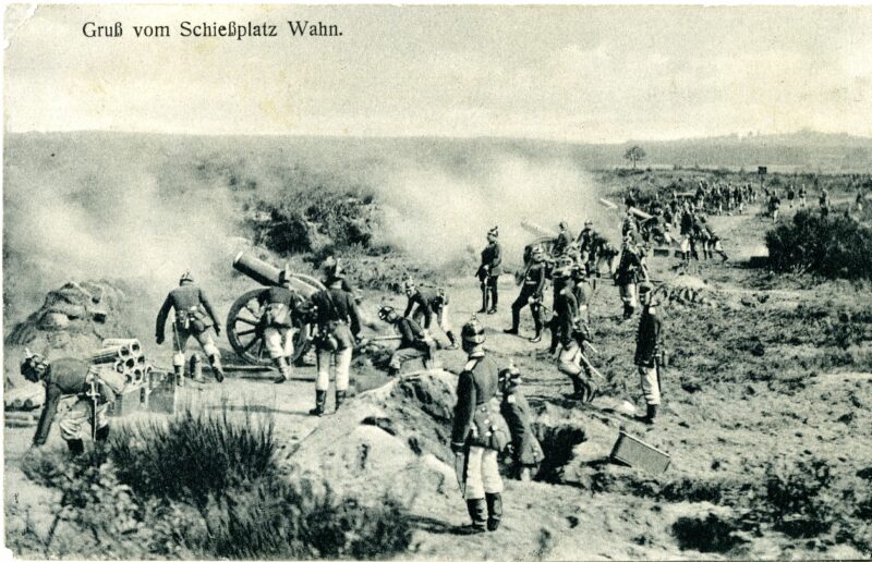 Artilleriestellungen im Sand der Heide, Postkarte Anfang des 20. Jh.