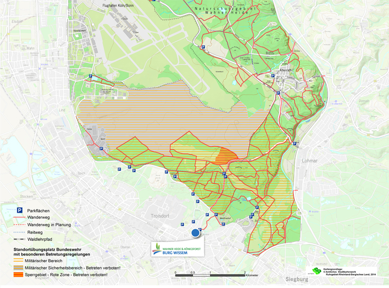 Karte: Militärisches Sperrgebiet Wahner Heide